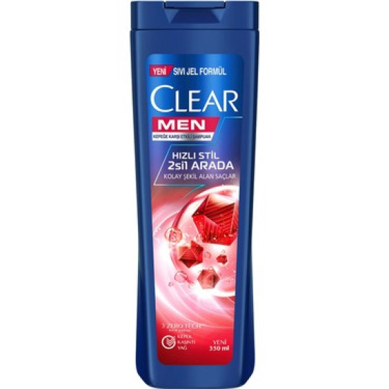 Clear Men Kepeğe Karşı Etkili Şampuan Hızlı Stil 2'Si 1 Arada Kolay Şekil Alan Saçlar 485 Ml  *4 Ade