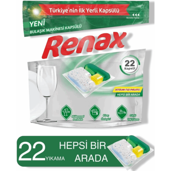 Renax Bulaşık Makinesi Kapsülü (22 Adet*6 Paket)