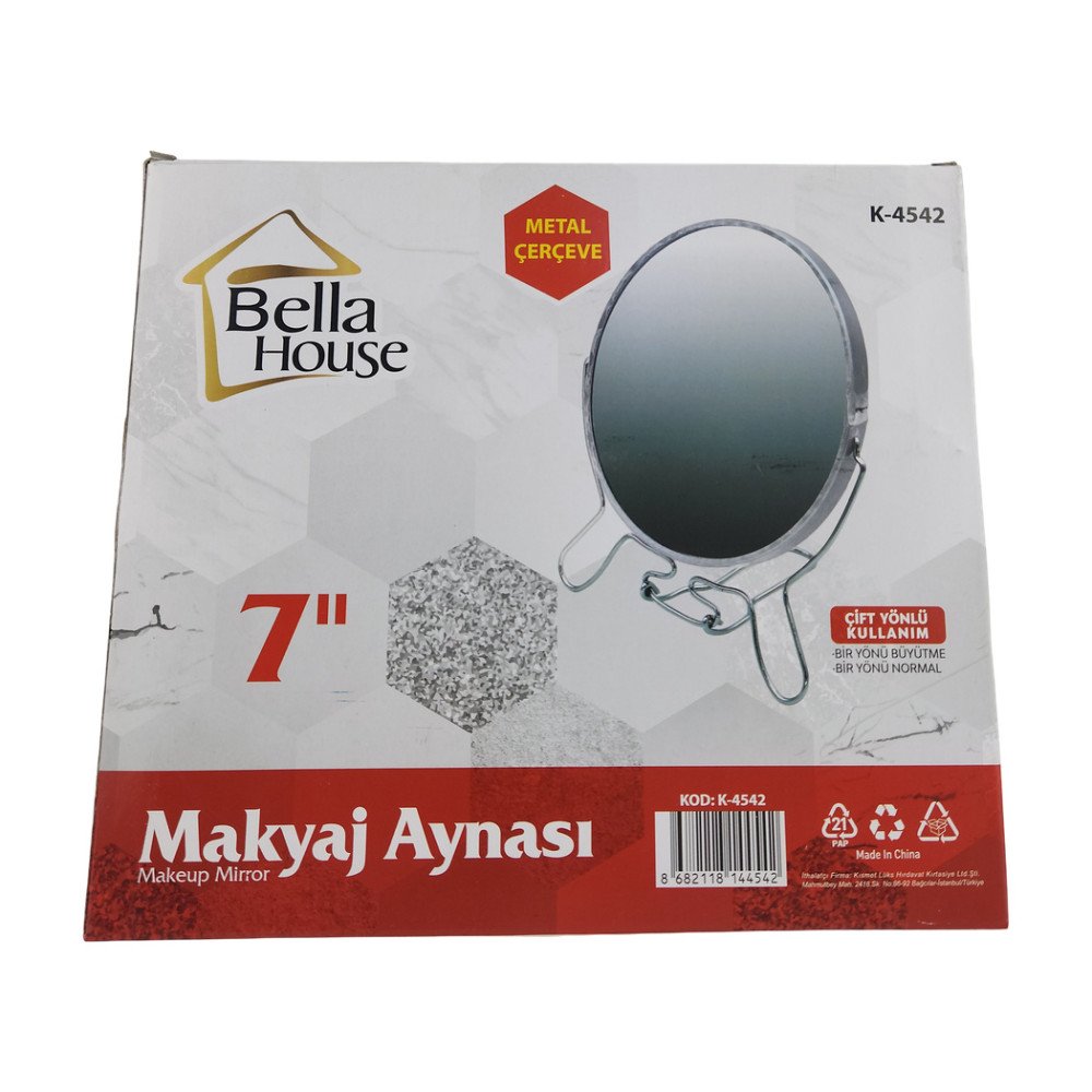 Bella Hause Metal Makyaj Aynası 7 İnç- K-4542 Bella Hause Metal Makyaj Aynası 7 İnç- K-4542