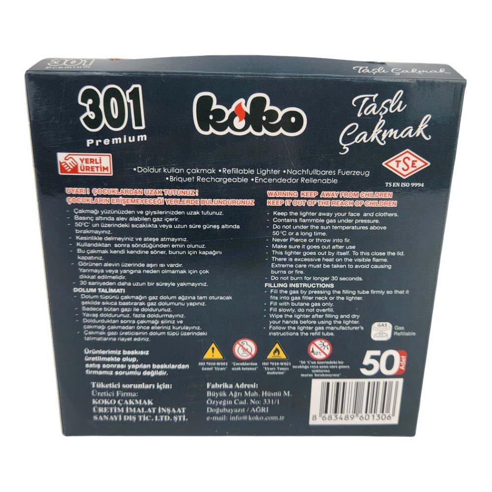 Koko Premium Taşlı Çakmak 301 x 50 Adet