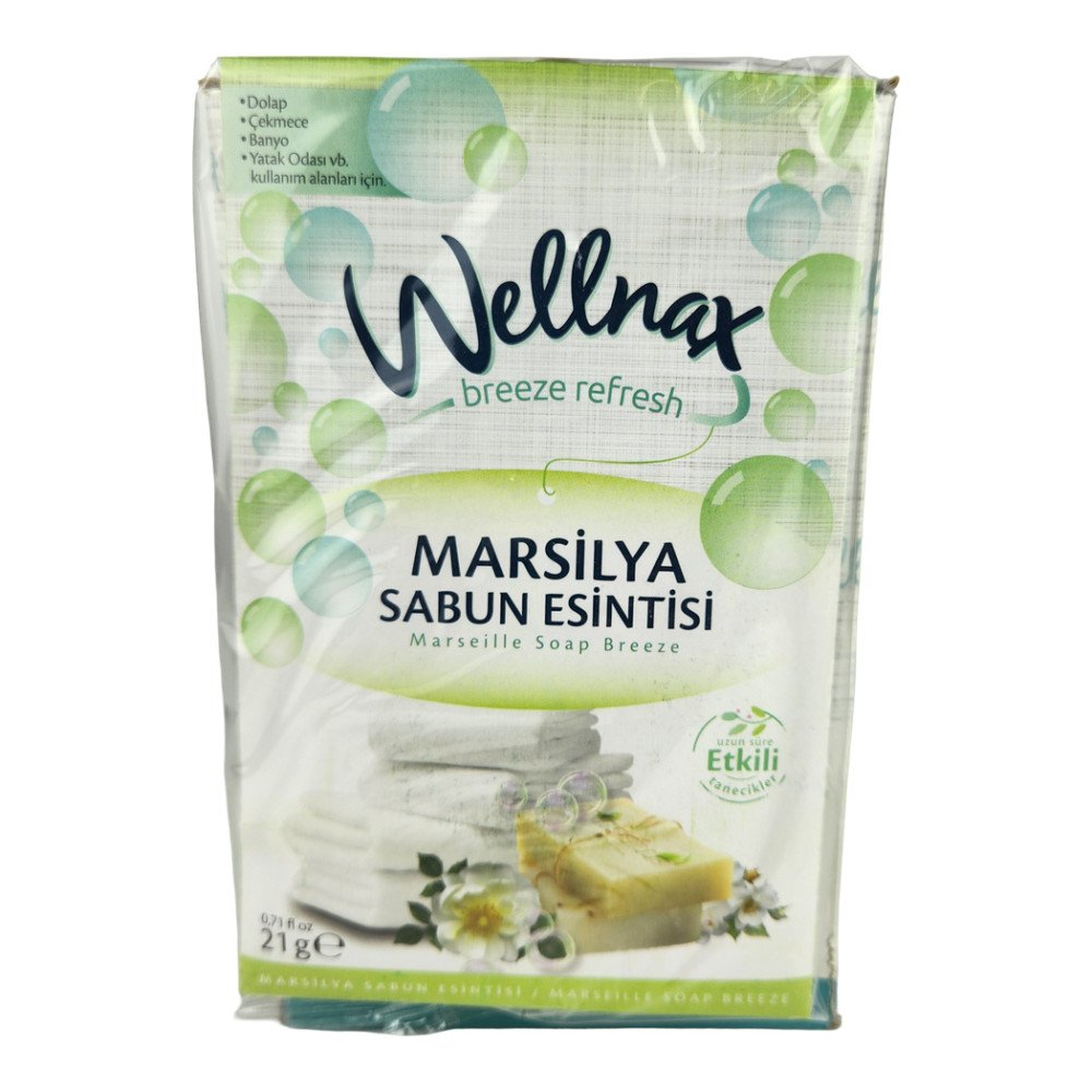 Wellnax Breeze Refresh Dolap & Çekmece Kokusu 21gr Marsilya Sabun x 24 Paket