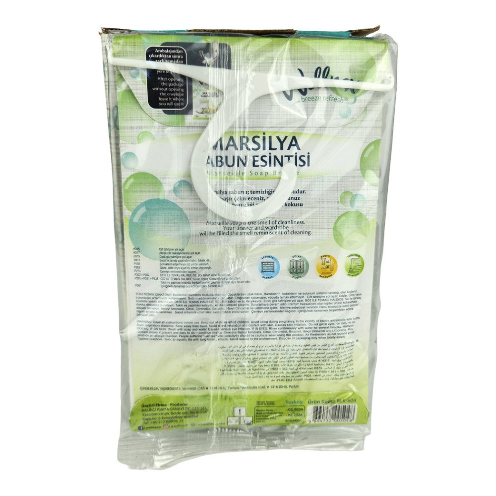 Wellnax Breeze Refresh Dolap & Çekmece Kokusu 21gr Marsilya Sabun x 24 Paket