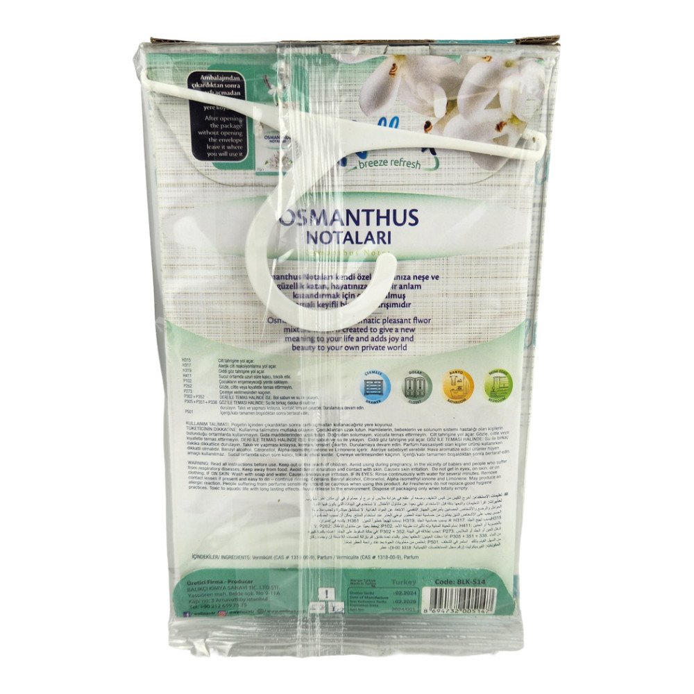 Wellnax Breeze Refresh Dolap & Çekmece Kokusu 21gr Osmanthus Notaları x 24 Paket