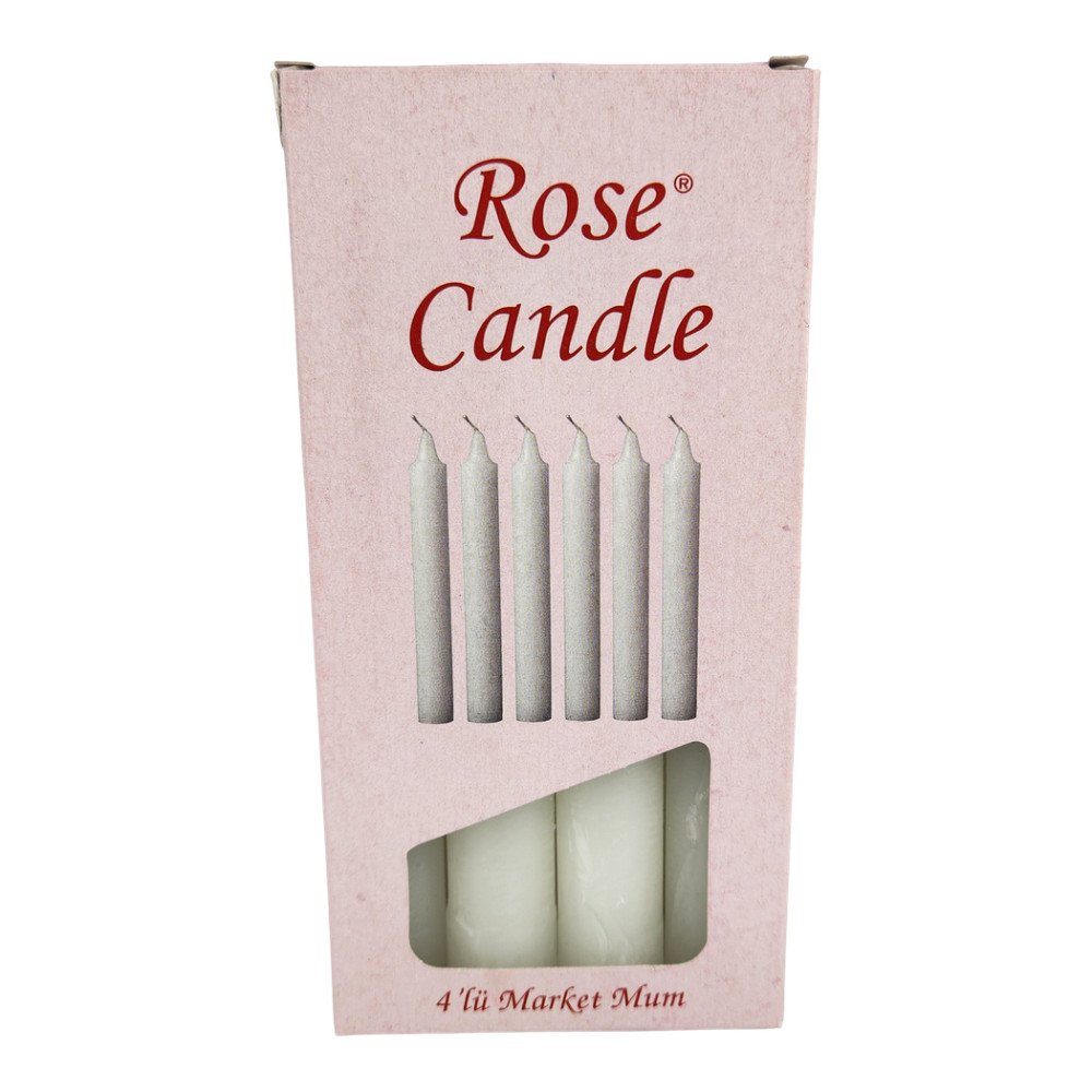 Rose Candle 4'lü Market Mumu 15 cm Kod: 201