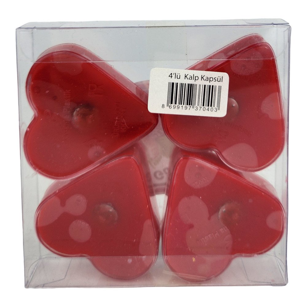 Gül Candle Kalp Şekilli Çilek Kokulu Mum 4'lü Paket