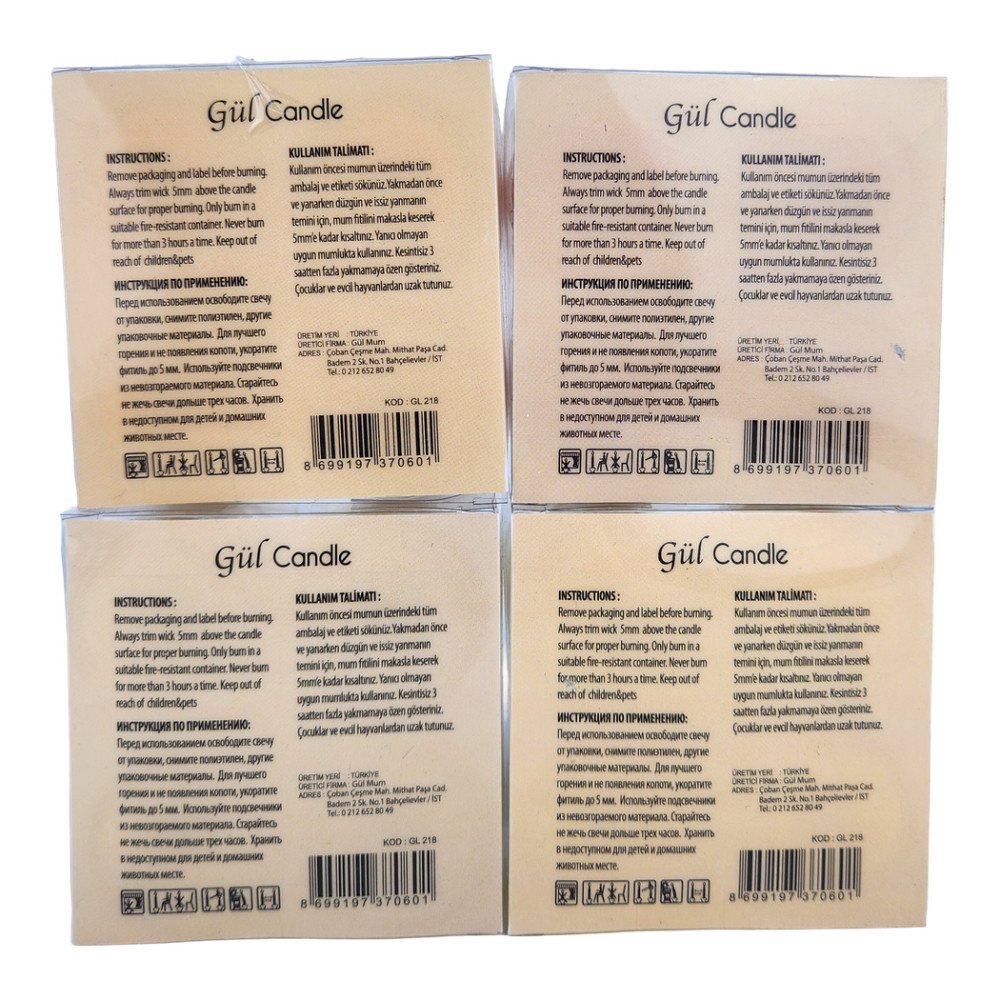 Gül Candle Kokulu Mum 4'lü GL-218