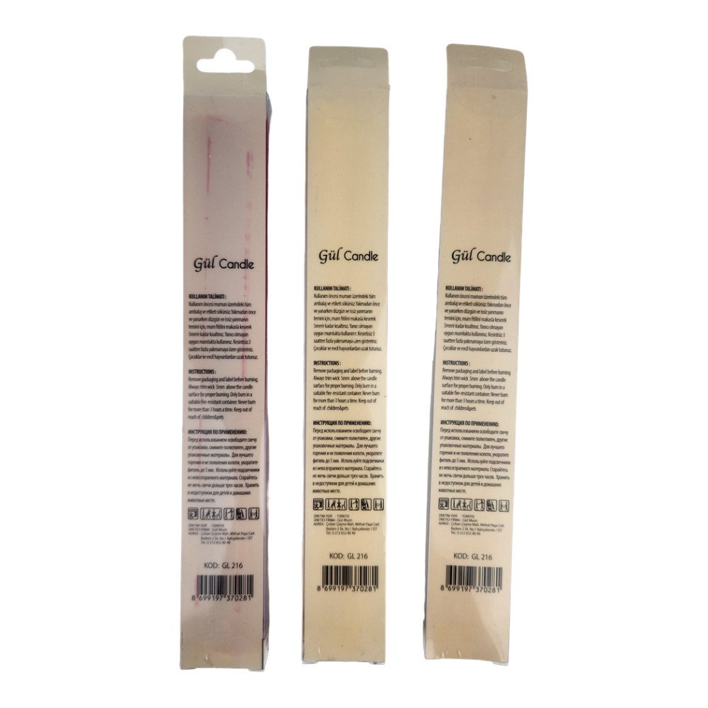 Gül Candle Şamdan Mum 2'li Paket GL-216