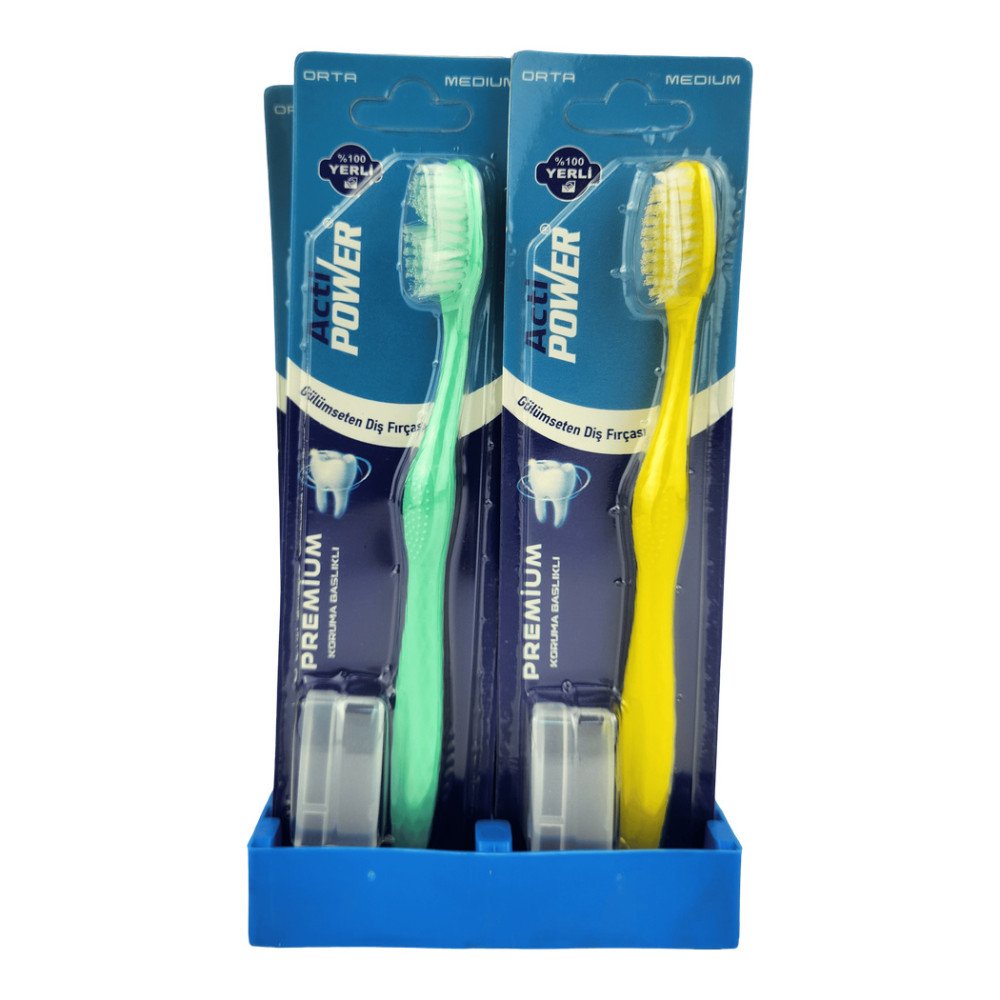 Acti Power Premium Orta Diş Fırçası Kapaklı 12 Adet