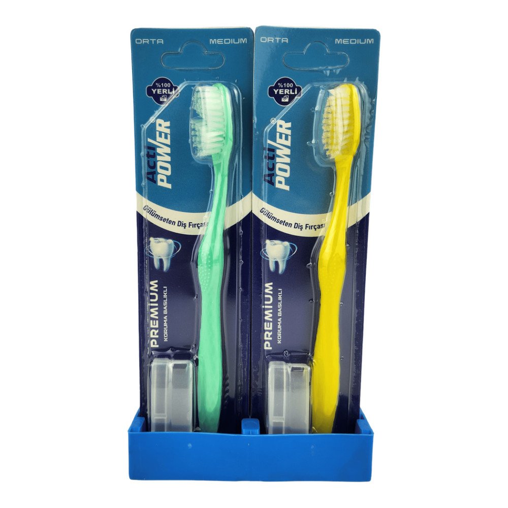 Acti Power Premium Orta Diş Fırçası Kapaklı 12 Adet