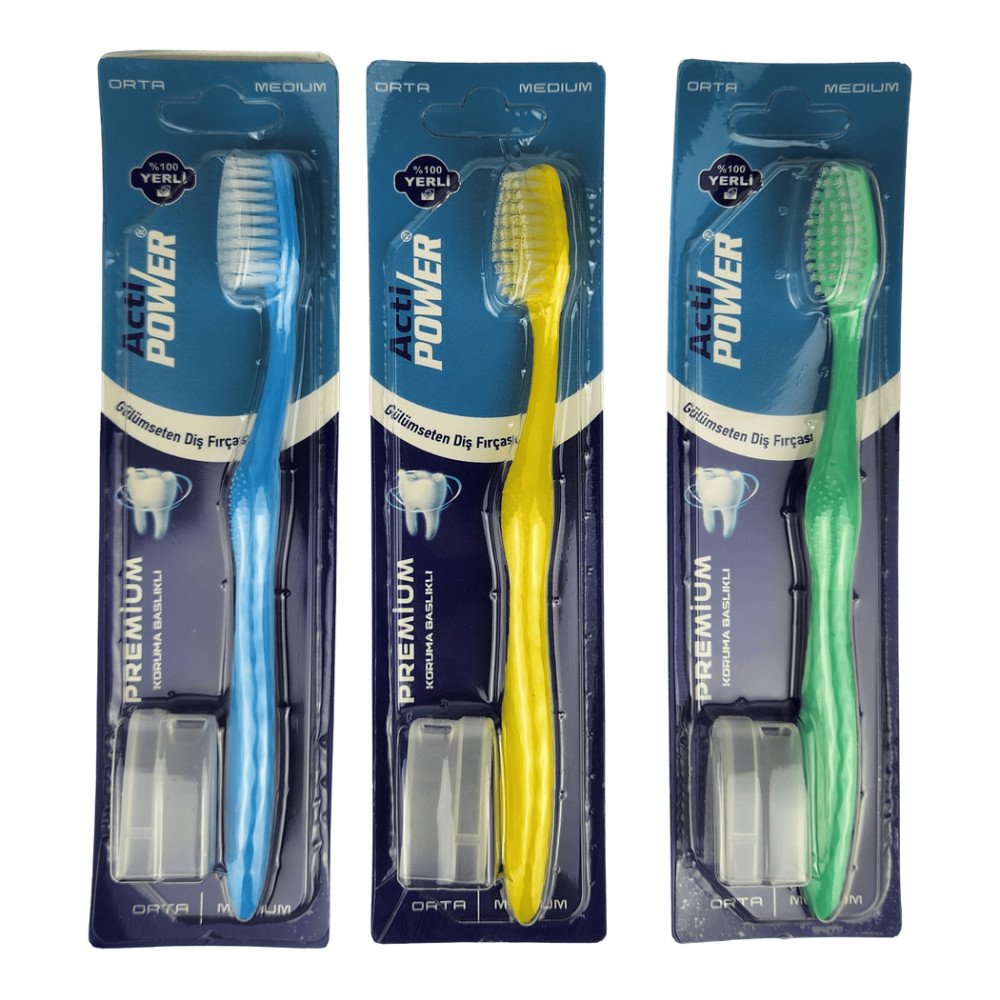 Acti Power Premium Orta Diş Fırçası Kapaklı 12 Adet
