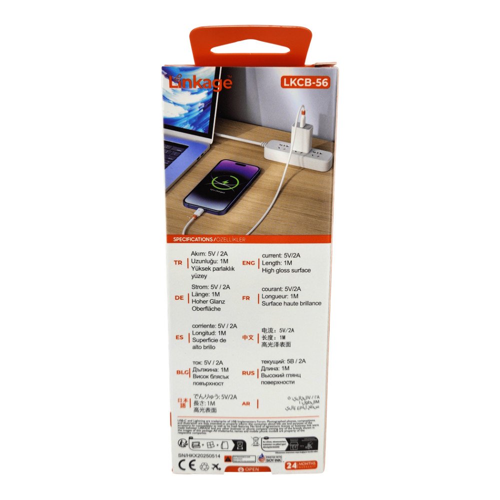 Linkage Şarj Kablosu Lightning 2.4A 1M