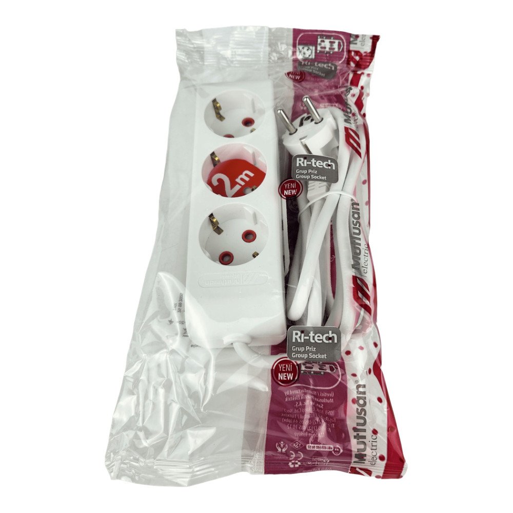 Mutlusan Ri Tech Topraklı 3’lü Grup Priz 2 Metre