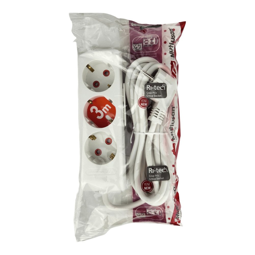 Mutlusan Ri Tech Topraklı 3’lü Grup Priz 3 Metre