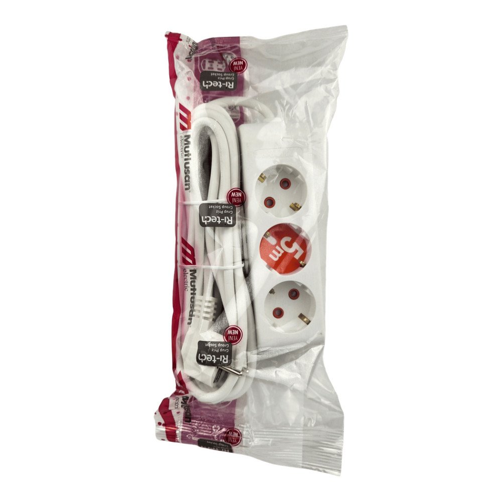 Mutlusan Ri Tech Topraklı 3’lü Grup Priz 5 Metre