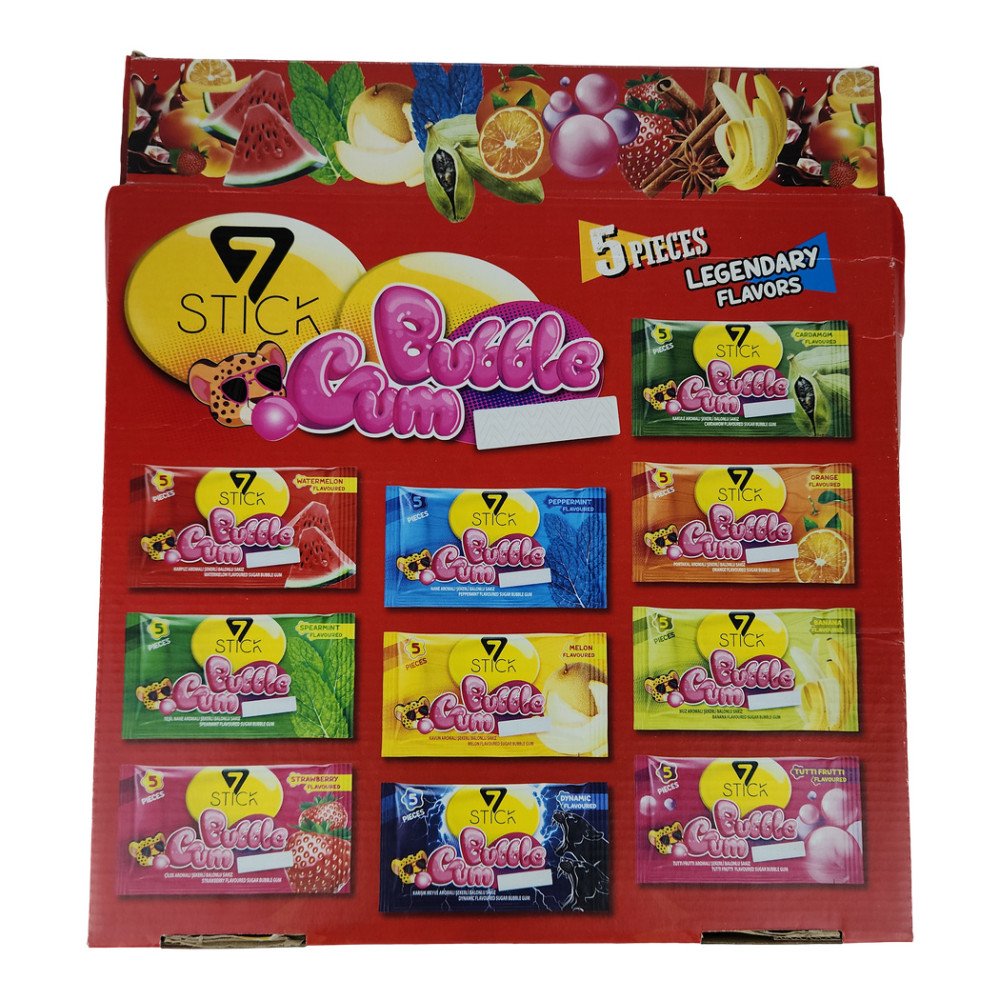 7Stick Bubble Gum Sakız 5’li Karma Paket 24’lü 6 Paket