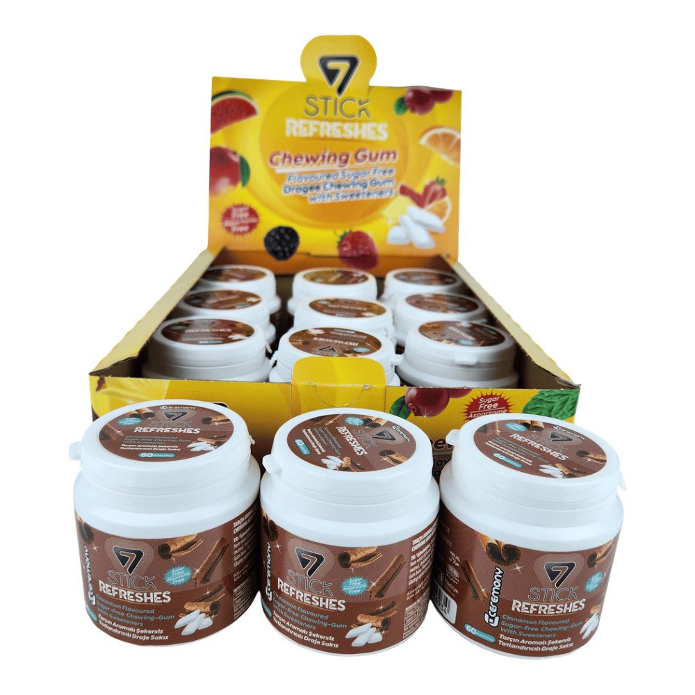 7Stick Refreshes Şekersiz Draje Sakız 60’lı Tarçın Aromalı 12 Adet