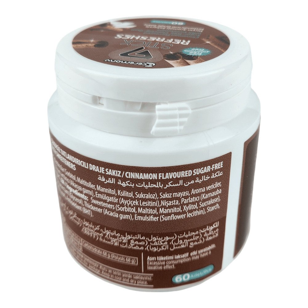 7Stick Refreshes Şekersiz Draje Sakız 60’lı Tarçın Aromalı 12 Adet