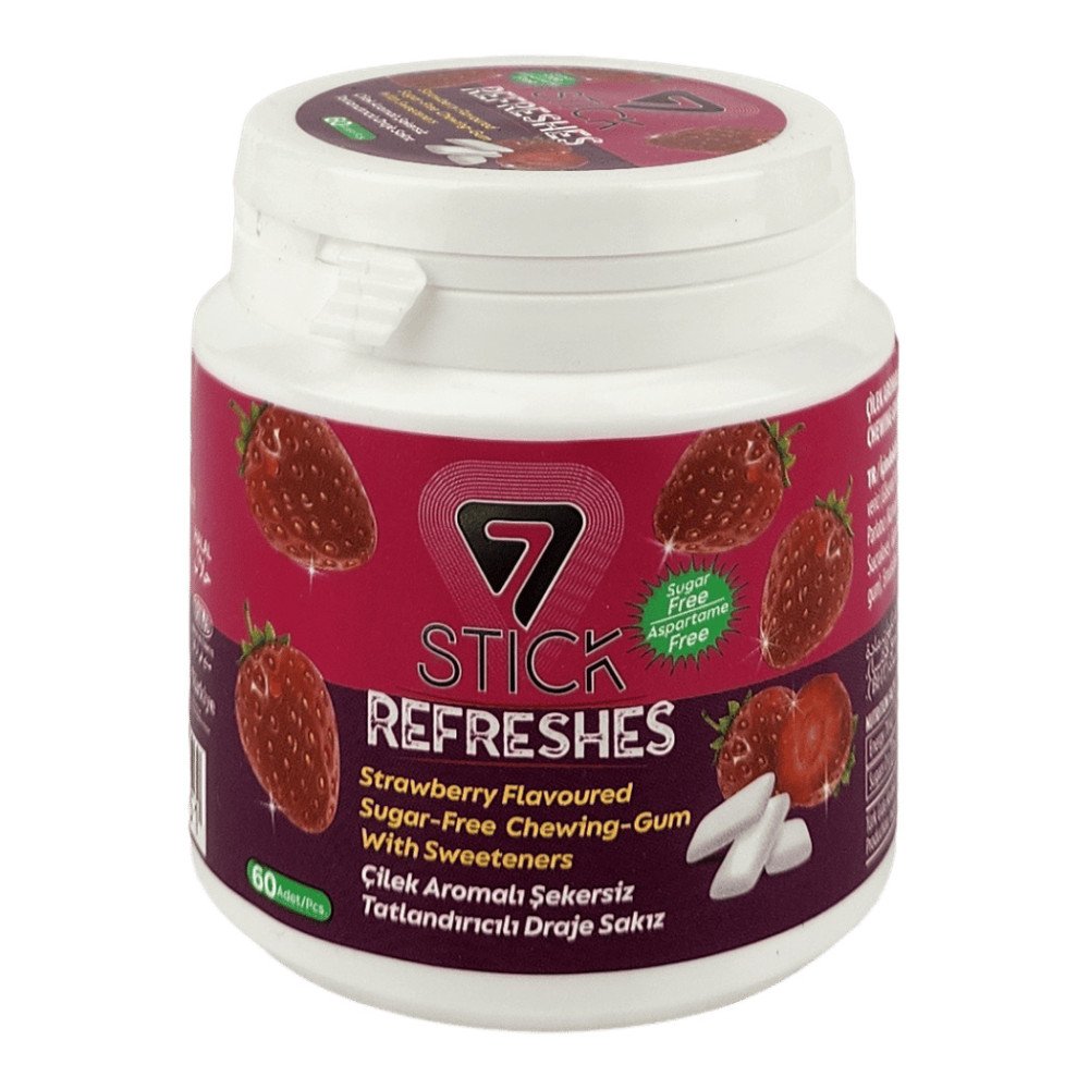 7Stick Refreshes Şekersiz Draje Sakız 60’lı Çilek Aromalı 12 Adet