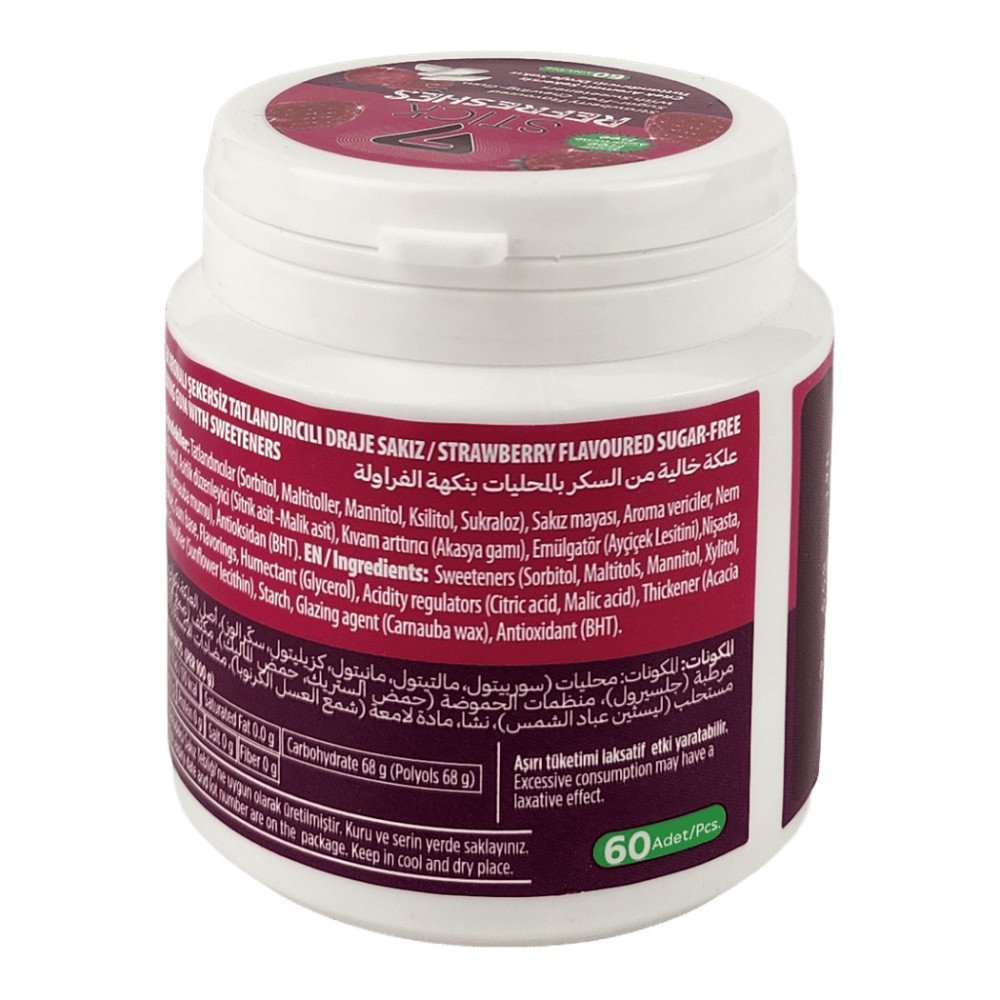 7Stick Refreshes Şekersiz Draje Sakız 60’lı Çilek Aromalı 12 Adet