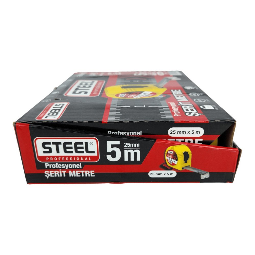 STEEL Şerit Metre 5 Metre x 25mm x 12 Adet STANDLI CK-7405