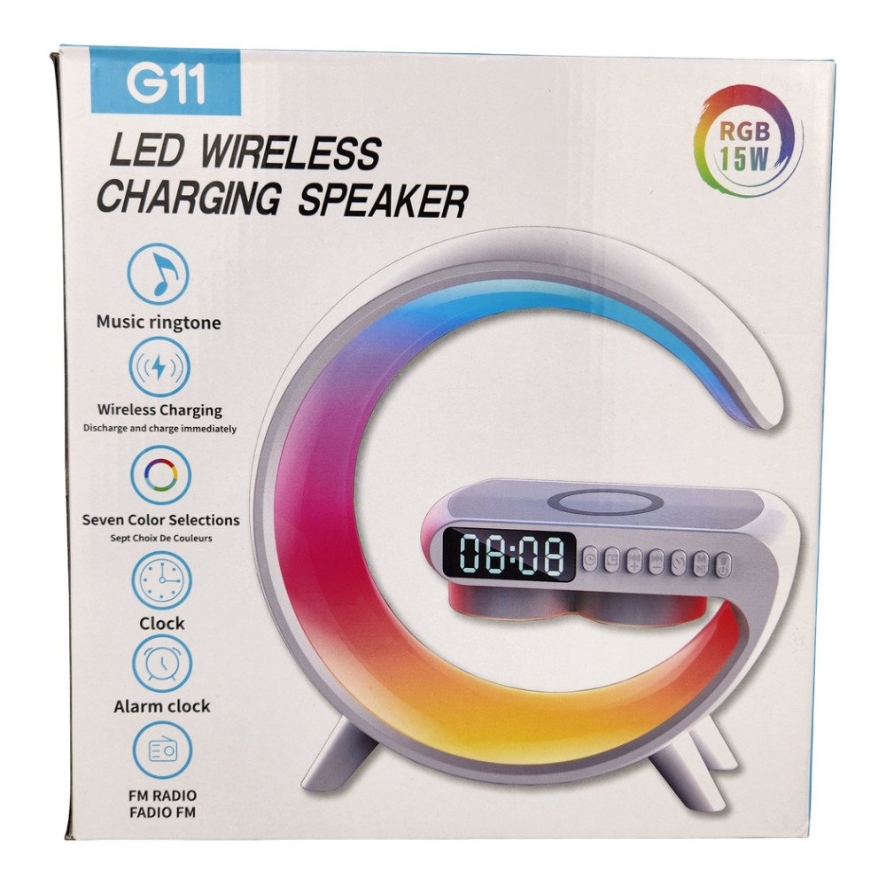 G11 Kablosuz Hoparlör Şarj İstasyonlu Işıklı Saat - Rgb 15W