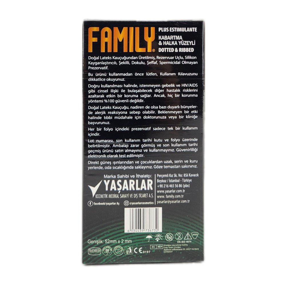 Family Plus PrezervatifKabartma & Halka Yüzeyli Kayganlaştırıcılı (12’li) x 12 Paket Family Plus PrezervatifKabartma & Halka Yüzeyli Kayganlaştırıcılı (12’li) x 12 Paket