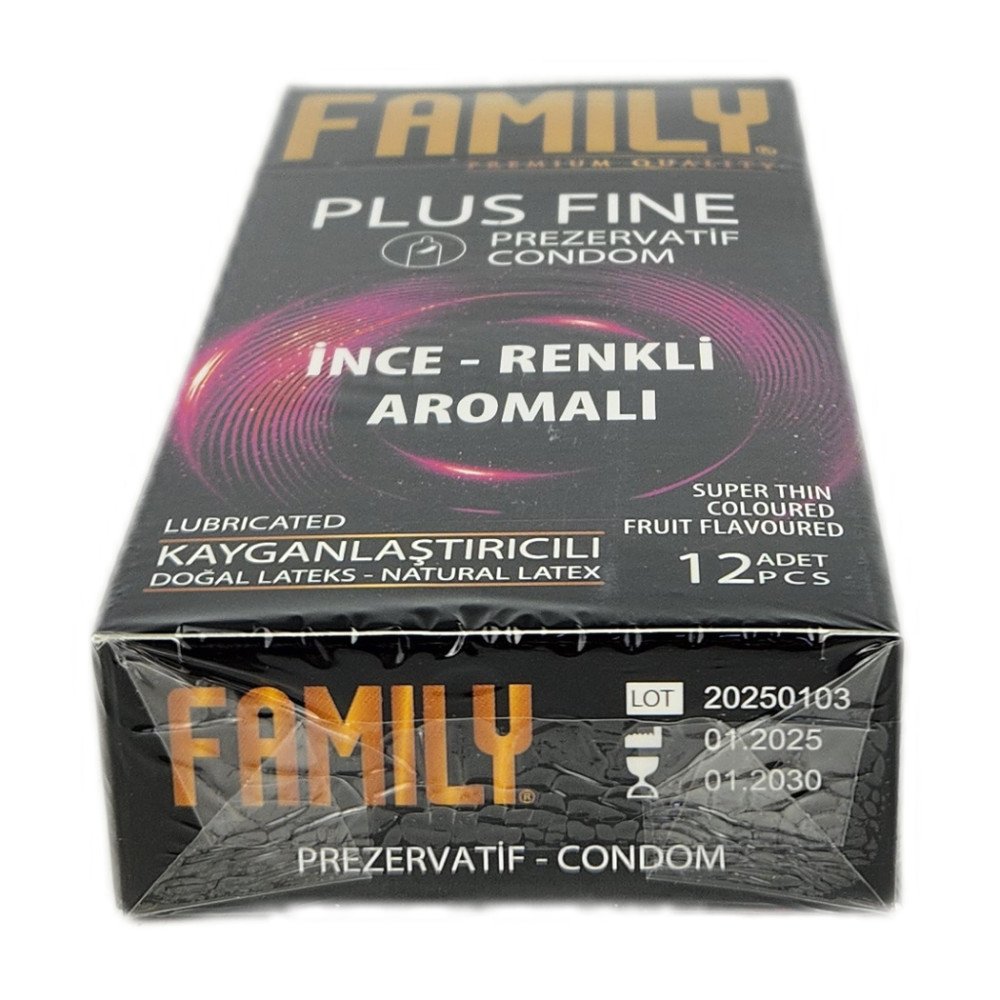 Family Plus PrezervatifFine İnce Renkli Aromalı (12’li) x 12 Paket Family Plus PrezervatifFine İnce Renkli Aromalı (12’li) x 12 Paket