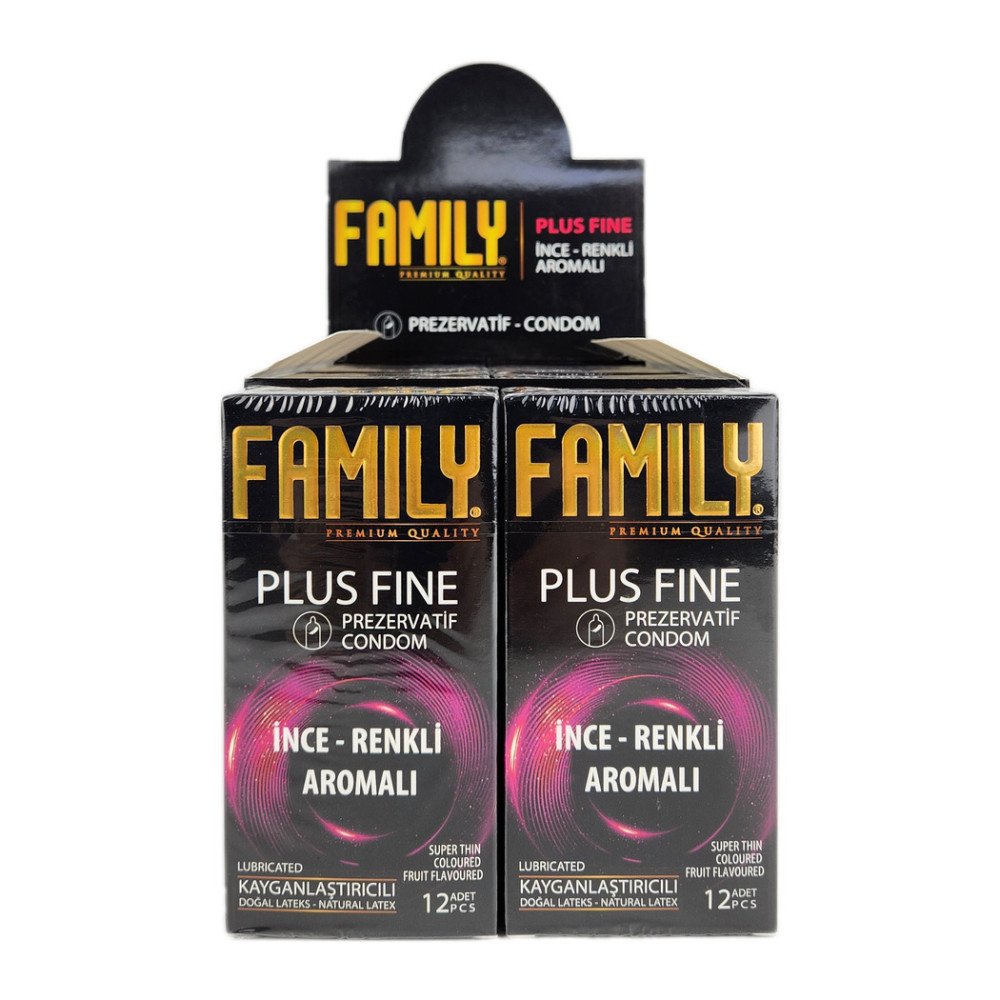 Family Plus PrezervatifFine İnce Renkli Aromalı (12’li) x 12 Paket Family Plus PrezervatifFine İnce Renkli Aromalı (12’li) x 12 Paket