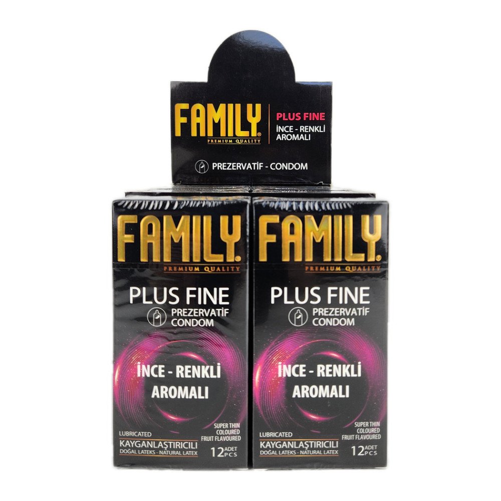 Family Plus PrezervatifFine İnce Renkli Aromalı (12’li) x 12 Paket Family Plus PrezervatifFine İnce Renkli Aromalı (12’li) x 12 Paket