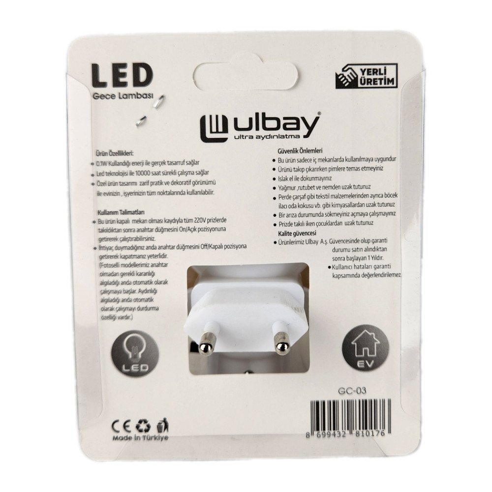 Ulbay Prizli LED Gece Lambası Figürlü Uzaylı GC-03 Ulbay Prizli LED Gece Lambası Figürlü Uzaylı GC-03