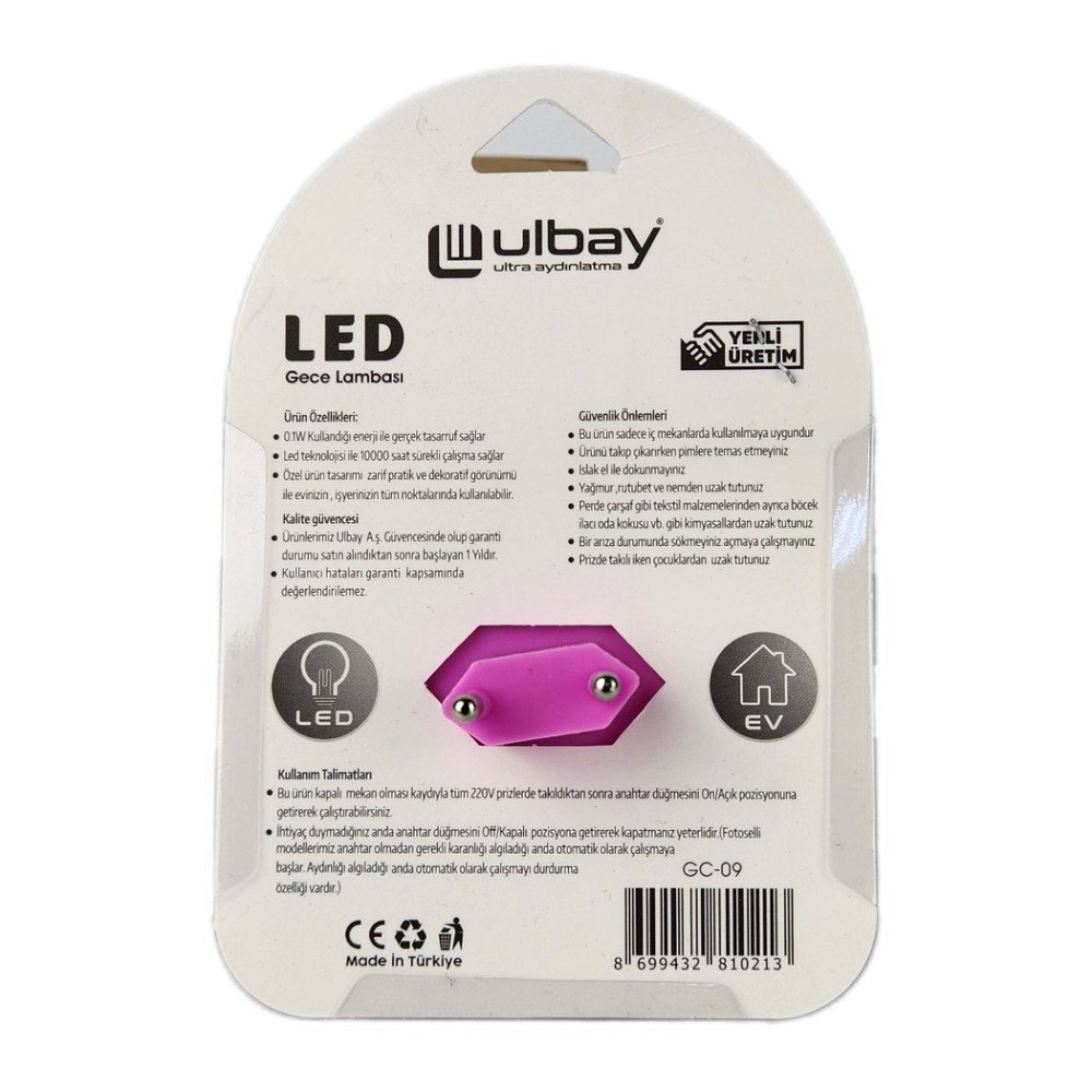Ulbay Prizli LED Gece Lambası Figürlü Suratlı GC-09 Ulbay Prizli LED Gece Lambası Figürlü Suratlı GC-09