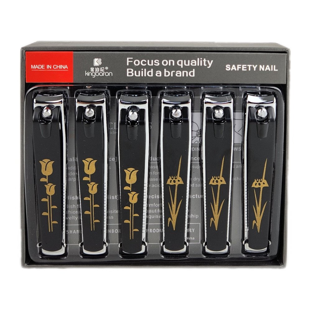 Kingbaron Büyük Tırnak Makası Siyah Desenli J-3 x 12 Adet