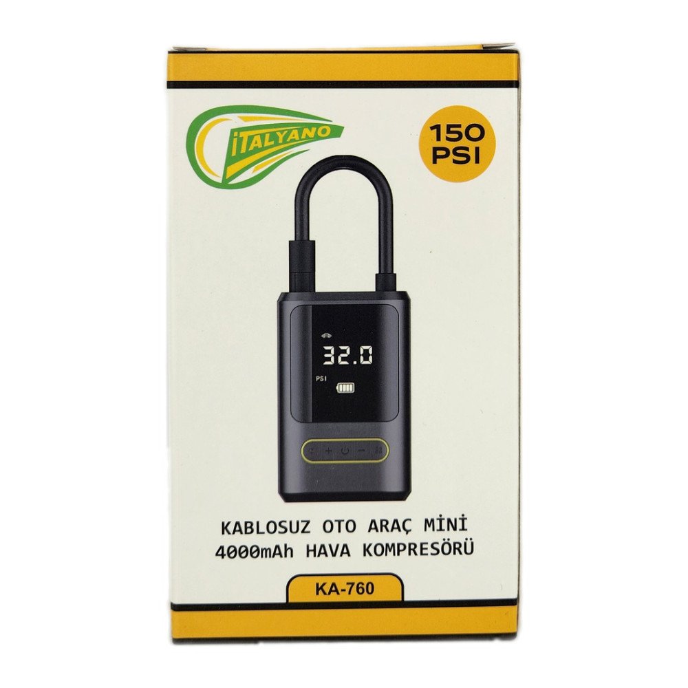 Kablosuz Oto Araç Kompresörü 4000 mAh 150 PSI KA-760 Kablosuz Oto Araç Kompresörü 4000 mAh 150 PSI KA-760