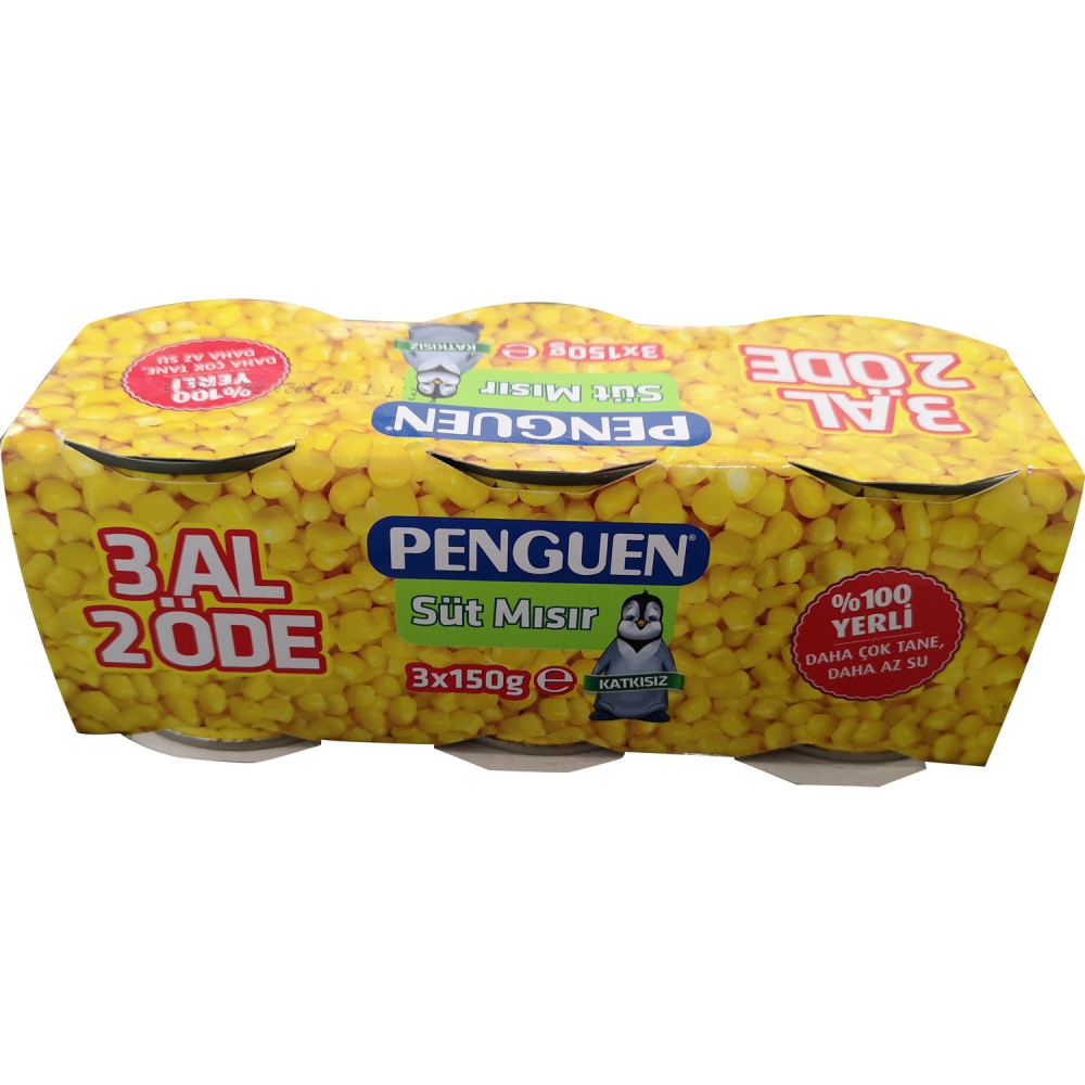 Penguen 220 Gr Tatlı Mısır 220 Gr 3Lü Paket *8Ad
