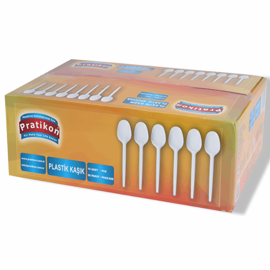 (Koli) Pratikon Plastik Kaşık (Barkodlu) 10 Ad X 50 Pk