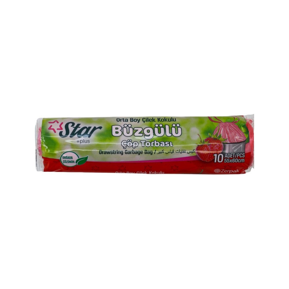 StarPlus Büzgülü Kokulu Çöp Poşeti Çilek Kokulu Orta Boy 55x60cm 120Gr 10Lu Rulo x 50 Adet StarPlus Büzgülü Kokulu Çöp Poşeti Çilek Kokulu Orta Boy 55x60cm 120Gr 10Lu Rulo x 50 Adet