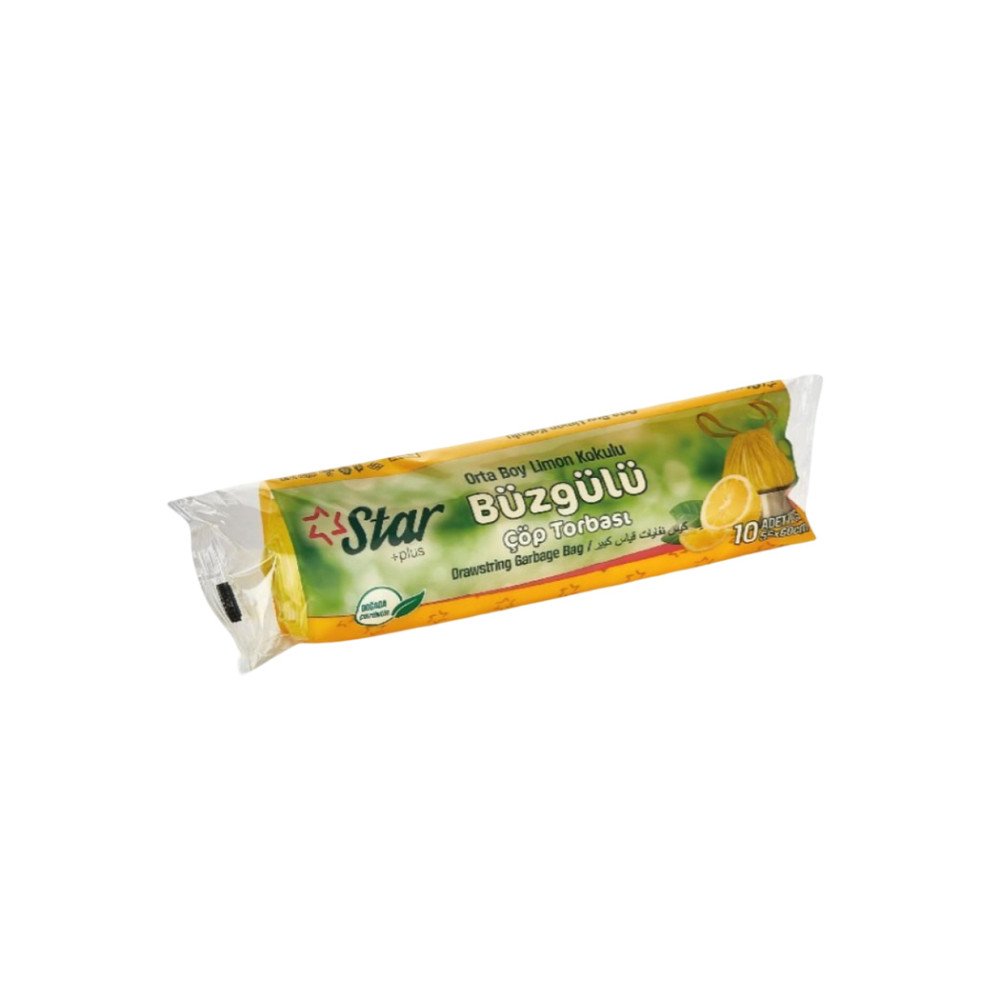 StarPlus Büzgülü Kokulu Çöp Poşeti Limon Kokulu Orta Boy 55x60cm 120Gr 10Lu Rulo x 50 Adet StarPlus Büzgülü Kokulu Çöp Poşeti Limon Kokulu Orta Boy 55x60cm 120Gr 10Lu Rulo x 50 Adet