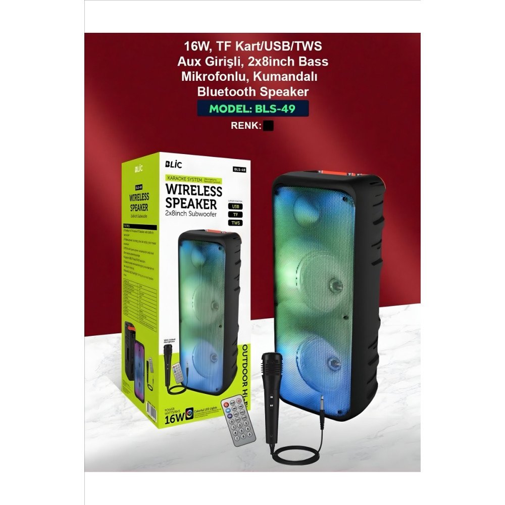 BLS-49 16W Bluetooth Karaoke Mikrofonlu Hoparlör Speaker