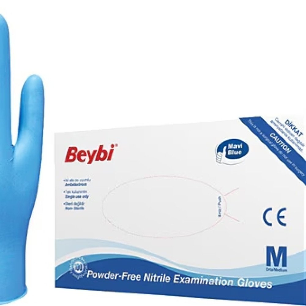 Beybi Pudrasız Nitril Muayene Eldiveni Mavi (M)