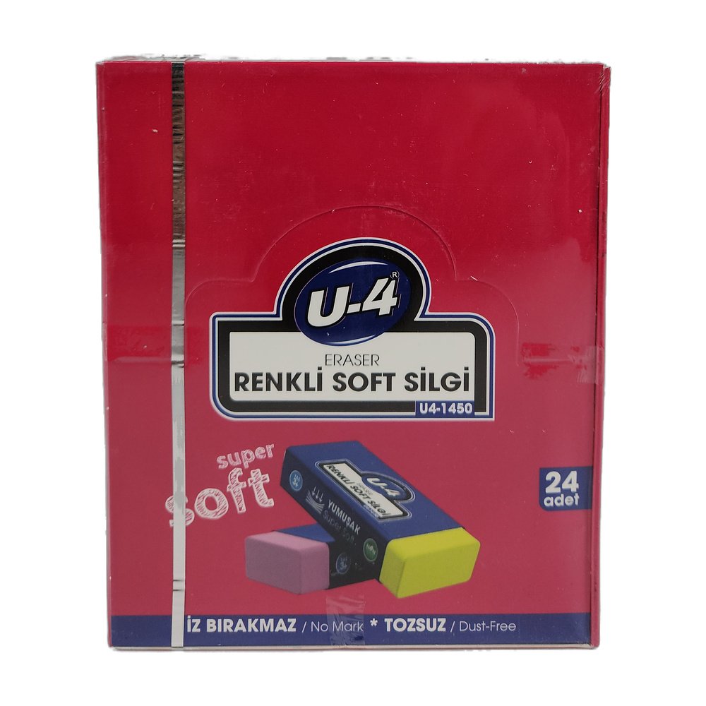 U-4 Eraser Soft Silgi 24Lü - Renkli