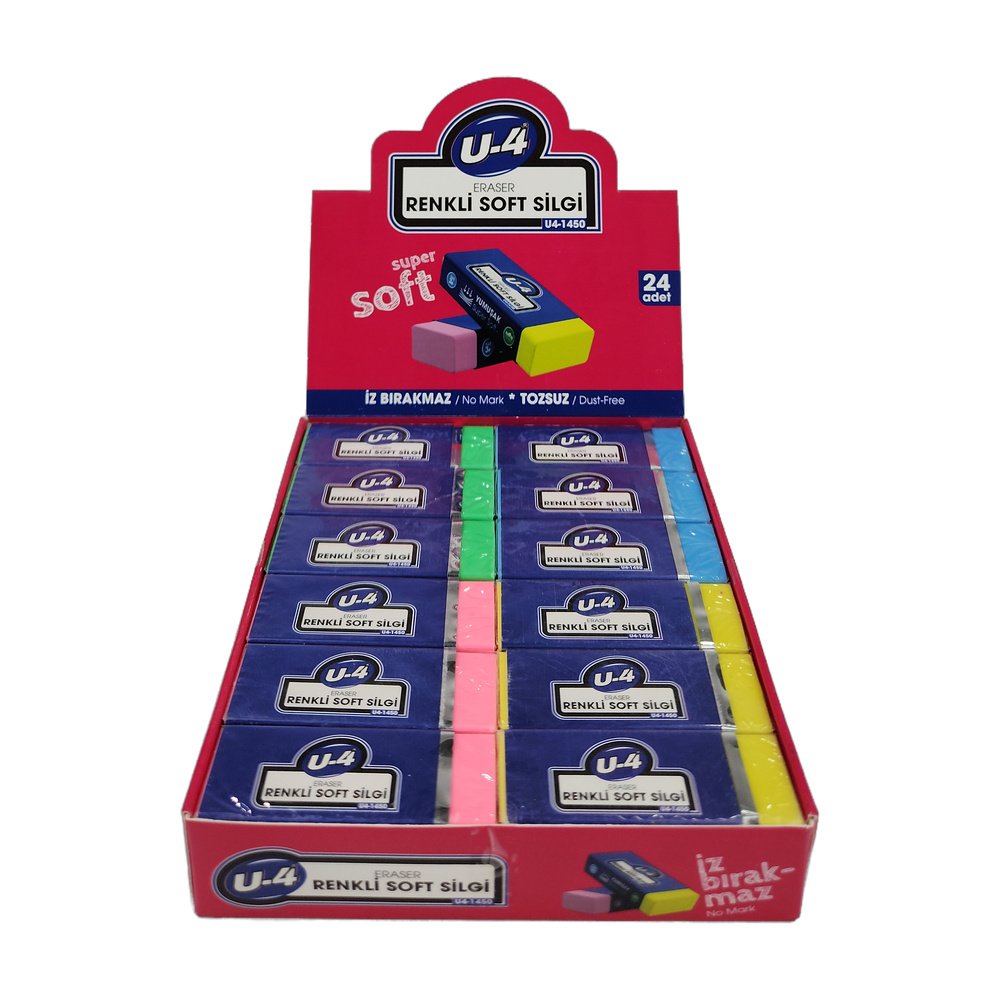 U-4 Eraser Soft Silgi 24Lü - Renkli