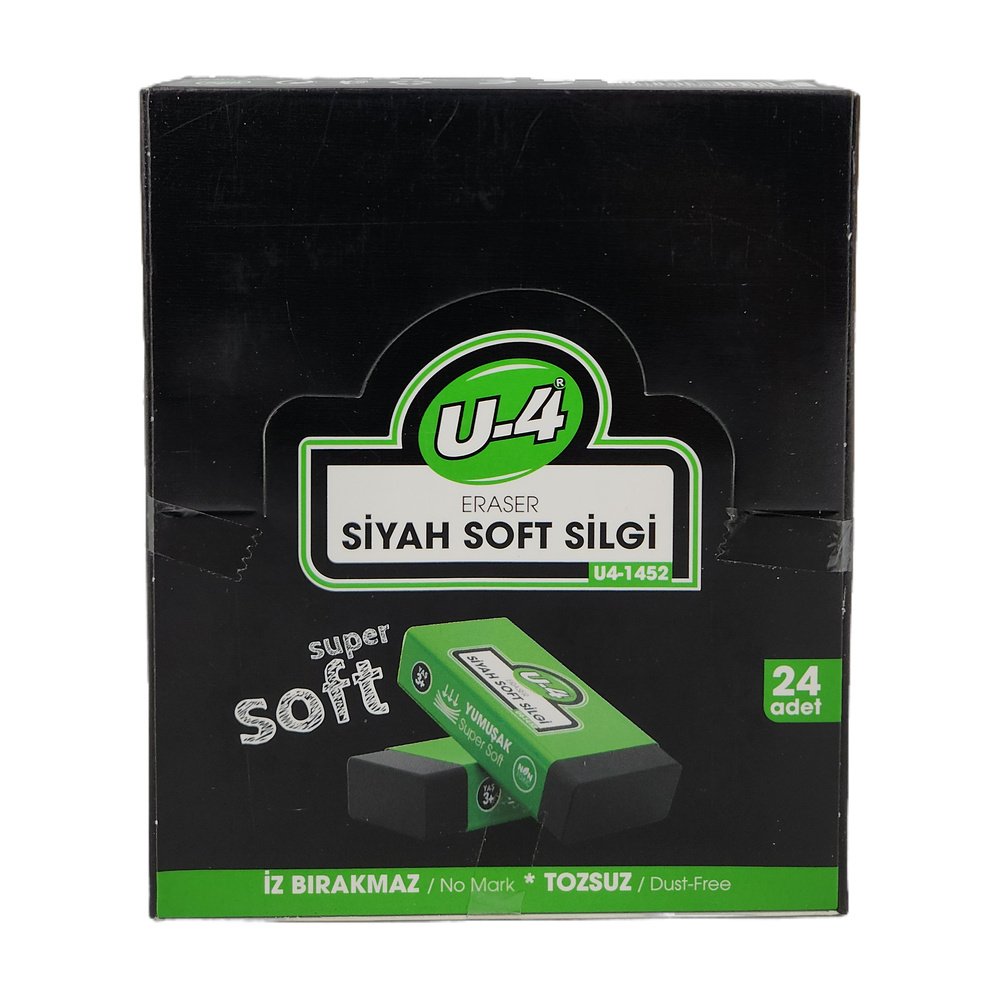 U-4 Eraser Soft Silgi 24Lü - Siyah