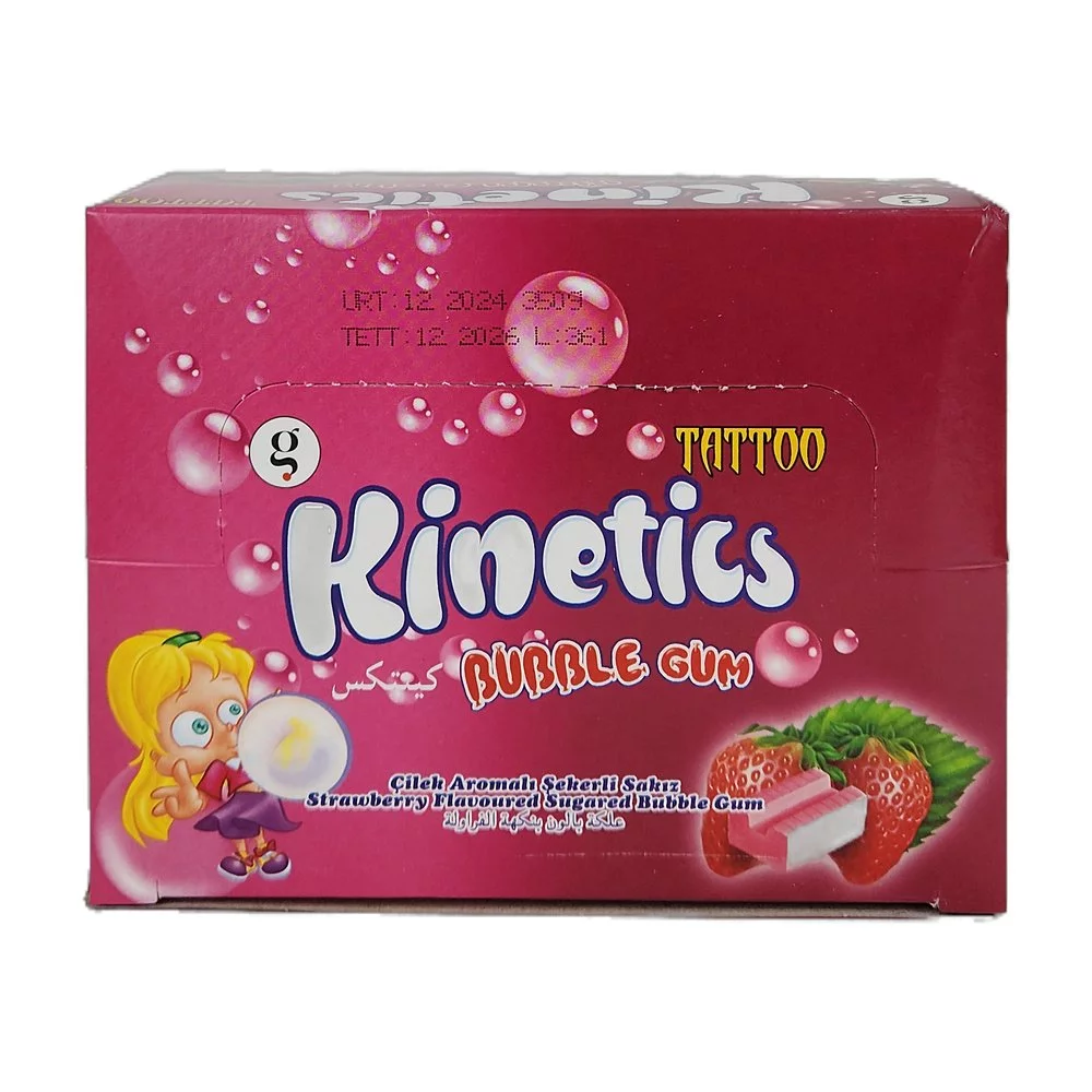 Kinetics Bubble Gum Tekli Sakız Dövmeli Çilek Şekerli Sakız - 100 Adet Kinetics Bubble Gum Tekli Sakız Dövmeli Çilek Şekerli Sakız - 100 Adet