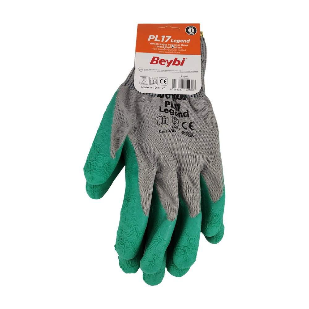 PL17 Flex Likralı İpten Örme Lateks Camcı İş Eldiveni *12 Adet