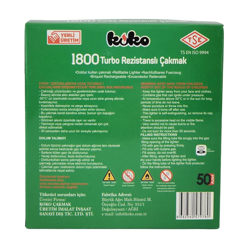 Koko 1800 Metal Turbo Baskılı x 25 Adet Koko 1800 Metal Turbo Baskılı x 25 Adet
