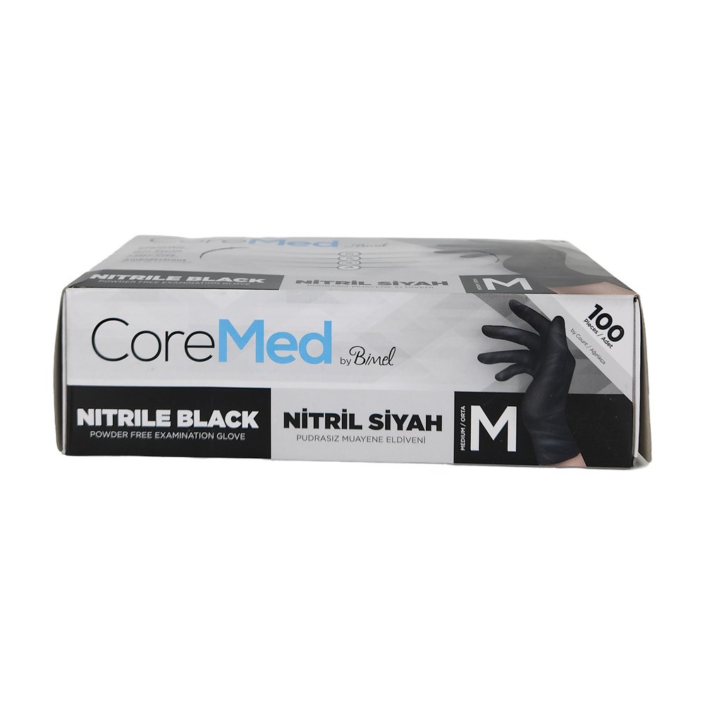 Bimel Nitril Pudrasız Muayene Eldiveni Siyah Medium 100 Adet Bimel Nitril Pudrasız Muayene Eldiveni Siyah Medium 100 Adet