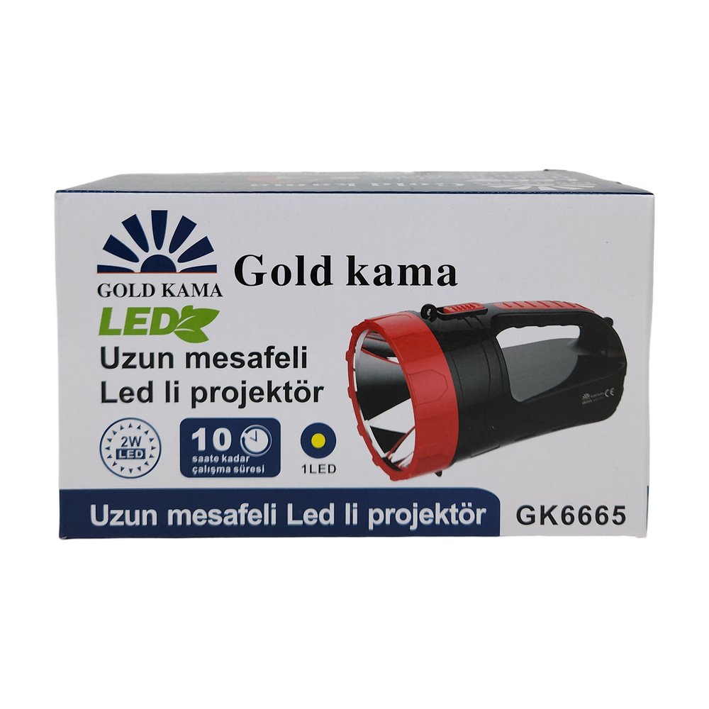 Gold Kama Çift Taraflı Projektör Fener 2W + 6Led Gk-6665 Gold Kama Çift Taraflı Projektör Fener 2W + 6Led Gk-6665