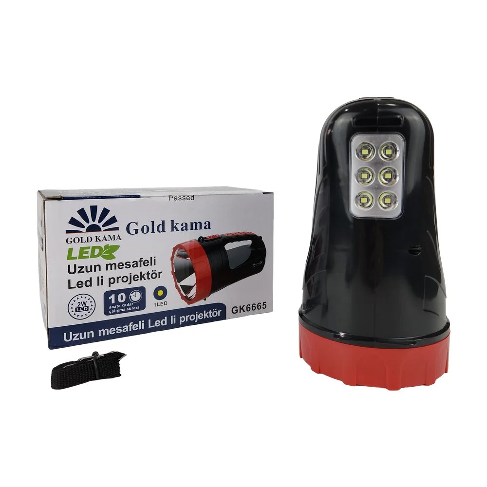 Gold Kama Çift Taraflı Projektör Fener 2W + 6Led Gk-6665 Gold Kama Çift Taraflı Projektör Fener 2W + 6Led Gk-6665