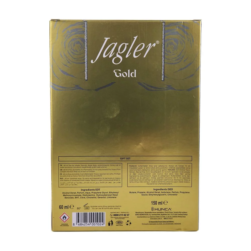 Jagler Set Parfüm Gold Kadın 60Ml + 150Ml Jagler Set Parfüm Gold Kadın 60Ml + 150Ml