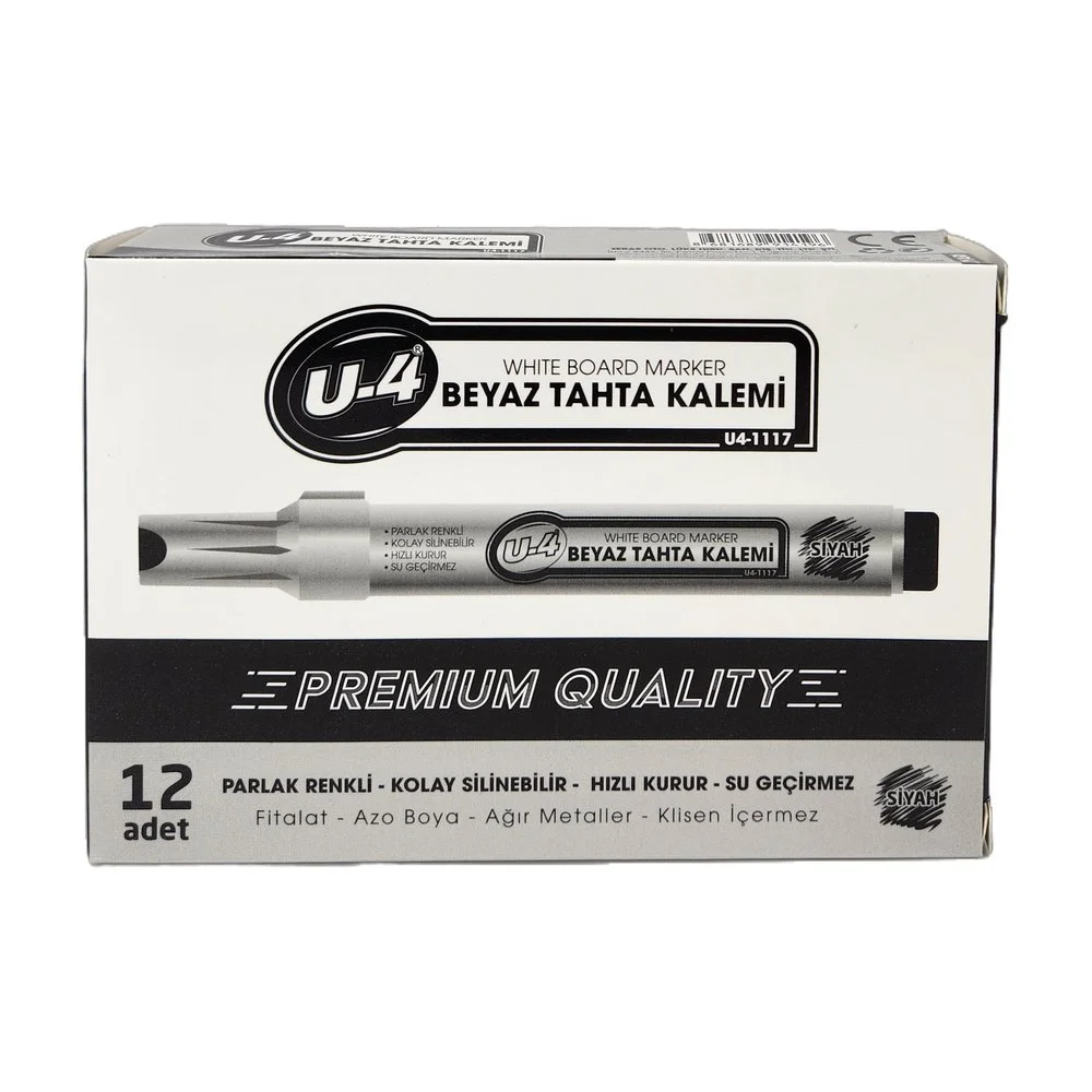 U-4 Beyaz Tahta Kalemi Siyah U4-1117 X 12 Adet U-4 Beyaz Tahta Kalemi Siyah U4-1117 X 12 Adet